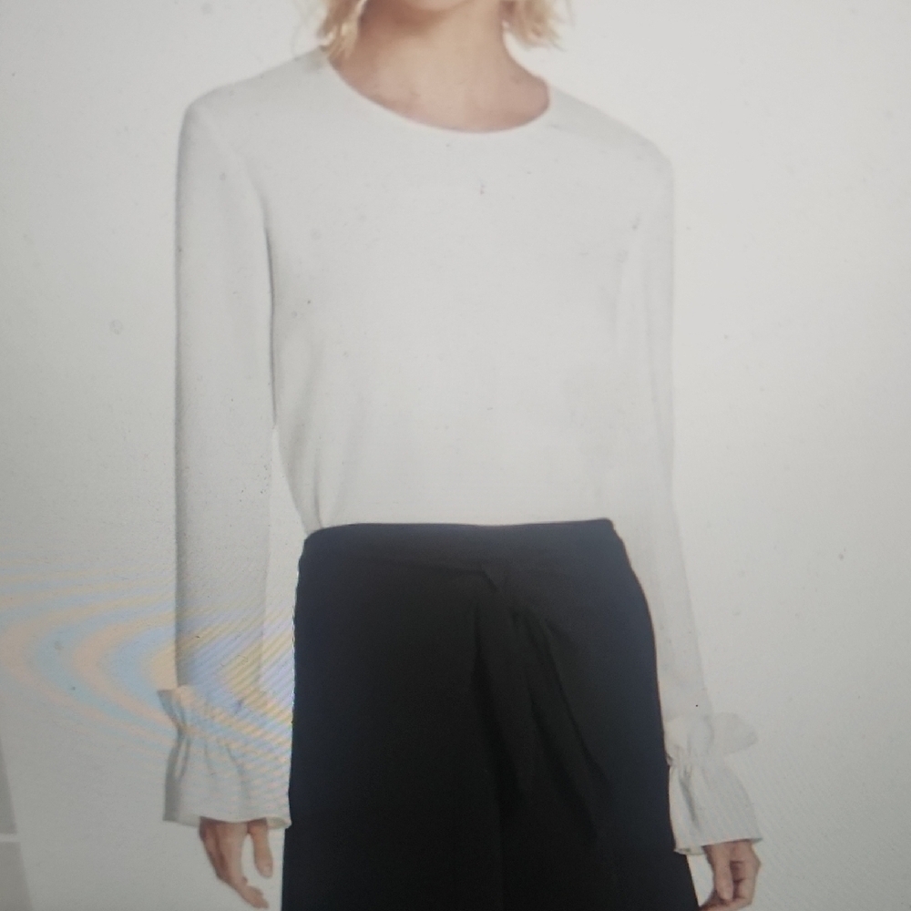 A.L.C. Darden Ruffle Cutt Top Ivory White Size 8